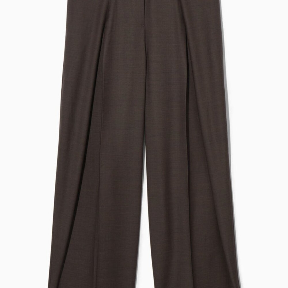 COS Wide-Leg Pleated Wool Trousers - Picture 2 of 11